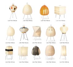 the different types of lamps are shown in various sizes and shapes, including one with a bird on it