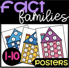 fact families posters with numbers and houses