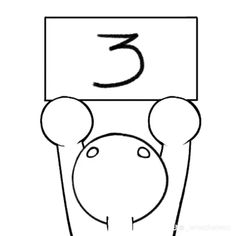 the number three is on top of a sign with an elephant head in front of it