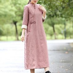 Details: Item Type: Dress Main Material: Cotton Linen Season: Winter Style: Leisure, Daily Pattern Type: Floral Waist Type: Loose Fit Type: Loose fit/ Pullover Color: Pink, Red, Green, Blue, Black Size: One Size Length: 117.00 cm/ 46.06 " Bust: 110.00 cm/ 43.31 " Shoulder: 40.00 cm/ 15.75 " Sleeve: 57.00 cm/ 22.44 " Cotton Linen Dresses, Winter Stil, Linen Dresses, Color Rosa, Linen Dress, Dress First, Cotton Linen, Red Green, New Dress