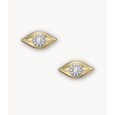 These stud earrings feature clear laboratory grown diamond, gold-tone sterling silver and post closures. Diamond Stud Earrings, Diamond Gold, Diamond Stud, Diamond Earrings Studs, Gold Plated Sterling Silver, Diamond Studs, Rivets, Gold Material, Smartwatch