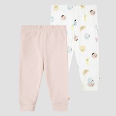 Your baby will look adorably cute when dressed up in the pieces from the Huggies 2-Pack Food and Flowers Organic Pants. This pack of two organic pants includes one in light pink and one in white with allover food print for fun mixing and matching with their tops. Tailored with 100% cotton in a skinny fit, these ankle-length pants offer breathable comfort for all-day wear. Playful Cotton Leggings For Loungewear, Pink Cotton Pants For Playtime, Cute Cotton Leggings For Loungewear, Playful White Cotton Leggings, Playful Pink Cotton Leggings, Cute Cotton Pants For Playwear, Casual Organic Cotton Bottoms For Playtime, Playful Cotton Leggings For Playtime, Playful White Pants For Playtime