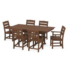 a wooden table with six chairs around it