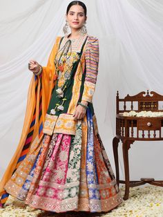 Multicoloured Printed Suit With Musturd Organza Dupatta and Sharara Crepe, Satin 3(Suit, Sharara, Dupatta) Suit Silk Sets With Multicolor Embroidery For Wedding, Bollywood Style Multicolor Sets With Intricate Embroidery, Designer Anarkali Set With Multicolor Intricate Embroidery, Designer Multicolor Anarkali Set With Intricate Embroidery, Multicolor Designer Sets With Intricate Embroidery, Multicolor Embroidered Designer Sets, Traditional Drape Sets With Resham Embroidery In Multicolor, Silk Sets With Multicolor Embroidery For Designer Wear, Multicolor Silk Sets With Resham Embroidery