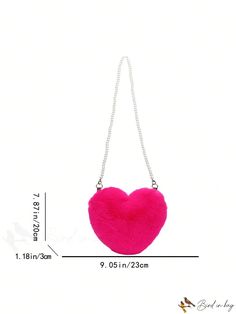 BirdinBag - Fuzzy Hot Pink Heart Crossbody Bag - Novelty Design with Cute Appeal Trendy Heart-shaped Mobile Phone Bag, Valentine's Day Gift Handheld Bag, Handheld Valentine's Day Gift Bag, Cute Shoulder Bag For Valentine's Day, Valentine's Day Gift Crossbody Shoulder Bag, Valentine's Day Gift Mobile Phone Bag, Trendy Heart-shaped Bag With Removable Pouch, Cute Valentine's Day Crossbody Shoulder Bag, Trendy Heart-shaped Bag For Daily Use