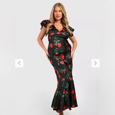 Size 26 Nwt Long Black Summer Dress, Plus Size Long Dresses, Floral Wrap Maxi Dress, Plus Size Maxi Dress, Don't Know What To Wear, Lounge Style, Strappy Maxi Dress, Floor Length Dress, Frill Sleeves