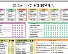 a cleaning schedule is shown in this printable calendar for the homeowner's house