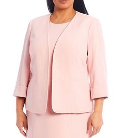 Kasper Plus Stretch Crepe Seamed Blazer | Dillard's Cuffed Sleeve, Open Front Jacket, Stretch Crepe, Plus Size Womens Clothing, Weekend Wear, Dillard's, Everyday Wardrobe, Chic Dress, Cuff Sleeves