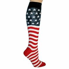 UNISEX FASHION UNITED STATES OF AMERICA FLAG/4TH OF JULY ADJUSTABLE ALL POLYESTER/SPANDEX KNEE HIGH SOCKS-NEW IN FACTORY BOX! 100% brand new and high qualityUnique DesignMaterial: 90% Polyester/10% Spandex Unisex for Men,Boys,Women,or GirlsWorkmanship: Superb Patterns Available: Stripped,Dotted,Solid Colored,Multi-Colored,Starred,Leopard Print,Animal Print,Grid.  If the style you prefer is not listed contact us through the EBay System and we will be happy to list your choose.   Many styles for y Jewelry Commercial, Blue American Flag, Womens Knee High Socks, Sock Lovers, Holiday Socks, American Fashion, Novelty Socks, Colour Star, Knee Socks