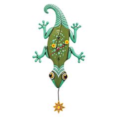 Sun Lizard Wall Clock by Allen Designs - Quirks! Colorful Wall Clocks, Pendulum Wall Clock, Monkey Stuffed Animal, Pendulum Clock, Clock For Kids, Wall Clock Design, Clock Hands, Elements Of Style, Cool Pets