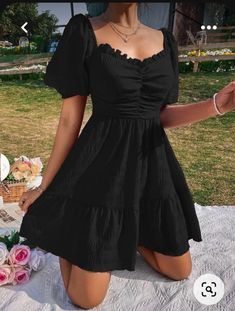 Pretty Dresses Casual, Pink Sleeveless Dress, Casual Short Sleeve Dress, Cute Dress Outfits, Summer Black Dress, Short Summer Dresses, Black Short Dress, Black Dresses Casual, Daily Dress