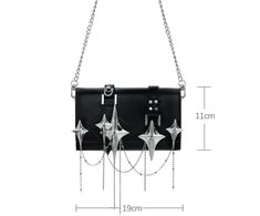 High-Quality Materials: This handbag is meticulously crafted with an exquisite combination of 18K platinum plating and high-end leather, ensuring both durability and a sophisticated appearance. The premium materials used provide a luxurious finish, setting it apart in terms of quality and elegance. Size Details: Measuring 19cm in length and 11cm in height, the Star Trails Chain Handbag Satchel™ offers a compact yet spacious interior, perfect for carrying your essentials. Its versatile size makes it suitable for various occasions, from casual outings to formal events. Novel Design: What truly makes this handbag unique is its distinctive four-pointed star embellishments, adding a touch of individuality and flair. The elegant chain detail further enhances its chic look, making it a stylish ac Slytherin House, Star Trails, Chain Handbag, Ring Trends, Stylish Accessories, The Star, Ring Necklace, Sterling Silver Rings, Satchel