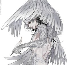 a drawing of an angel with wings on it's back and arms spread out