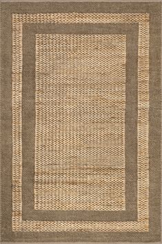 a brown and beige rug with an area in the middle that has squares on it