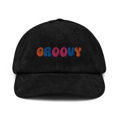 The Groovy hat is a fun and retro accessory that features a colorful and playful design. This hat is perfect for dads who love the vintage style and want to add a touch of nostalgia to their outfit while keeping the sun out of their eyes. * 100% cotton corduroy * Soft, unstructured crown * Cotton twill sweatband and taping * Adjustable buckle 🌿 Eco-Friendly Production ✈️ Ships Internationally 🎁💝 Beautiful gift for Friends, Family and Loved ones! All of our materials come from sustainable sour Retro Flat Bill Hat With Embroidered Logo, Retro Snapback Hat With Embroidered Logo And Curved Brim, Retro Adjustable Dad Hat With Embroidered Logo, Retro Adjustable Trucker Hat With Embroidered Logo, Retro Snapback Hat With Curved Bill And Embroidered Logo, Retro Adjustable Snapback Hat With Embroidered Logo, Retro Dad Hat With Curved Brim, Retro Adjustable Dad Hat With Flat Brim, Retro Trucker Hat With Embroidered Logo