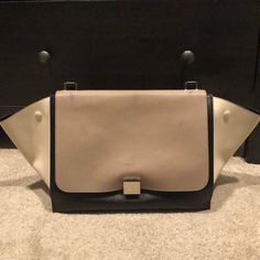 Authentic Celine Trapeze Large Tri-Color Bag. Comes With Dust Bag. Needs To Be Conditioned To Remove Leather Marks From Handle. See Pictures. Trapeze Handbags, Dolce Vita Sneakers, Celine Micro Luggage, Celine Micro, Celine Mini Luggage, Celine Trapeze, Trapeze Bag, Gucci Eyeglasses, Black Leather Satchel