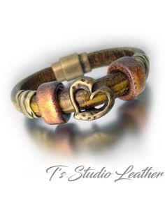 Ts Studio Leather Bracelet Jewelry wide cuff Western Hand Tooled Brown Studio Jewelry, Leather Bracelets Women, Leather Wristbands, Wrist Wear, Wristband Bracelet, Gorgeous Leather, Braided Leather Bracelet, Ostrich Leather, Hand Tooled Leather