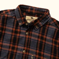 Unleash your adventurous spirit with our Fairbanks Flannel Shirt in Autumn Stone. This men's classic men's mid-weight flannel shirt stands apart, embodying timeless style and rugged durability. Crafted with 100% premium cotton fabric with a beautiful autumn orange and textured color pattern, blends authenticity and rugged sophistication. Made as your go-to shirt, with the soft feeling from the enzyme washed that gives that broken in feel. From the northern lights to the midnight sun, be wilderne Men’s Autumn Casual, Classic Flannel Shirt For Outdoor, Brown Flannel Shirt For Outdoor, Classic Outdoor Flannel Top, Classic Outdoor Flannel Shirt With Button Closure, Classic Plaid Shirt For Outdoor, Classic Brown Flannel Shirt For Outdoor, Brown Button-up Flannel Shirt For Outdoor, Mens Outdoor Style