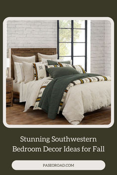 Toluca Canvas Bedding Set + Southwestern Bedroom Decor Ideas Southwestern Bedroom Decor, Southwestern Style Bedroom, Southwestern Bedroom, Fall Refresh, Southwestern Bedding, Turquoise Throw Pillows, Western Interior, Fall Bedroom Decor, Western Homes