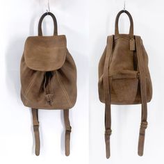 Vintage Coach Sonoma Backpack 4938 Chamois Tan Nubuck Leather Vintage Condition With Mild Cracking To The Leather And Darkening Discoloration To Handle, Small 0.25" Mark On The Left Upper Portion Of The Bag As Shown In The Last Photo And Leather On Key Chain Is Separating Otherwise In Excellent Condition From A Smoke And Pet Free Home Made In Italy In The 90's Gorgeous Rugged Nubuck Leather, Minimal Brass Hardware, Drawstring Top Closure, Clean Interior With Zipper Pocket, Dual Adjustable Straps, Top Handle Height 11.5" Width 10.5" Depth 6" Classic / Classy / Rare / Unicorn / Collectors Item / Beige / Sand / Brown / Neutral / Versatile / Comfortable / Medium / Large / Effortless / Hard Coach Brown Standard Backpack, Coach Brown Backpack, Coach Leather Backpack For Daily Use, Classic Brown Coach Backpack, Coach Standard Backpack For Travel, Coach Brown Backpack For Everyday Use, Coach Brown Backpack For On-the-go, Coach Brown Leather Backpack For Daily Use, Brown Coach Backpack