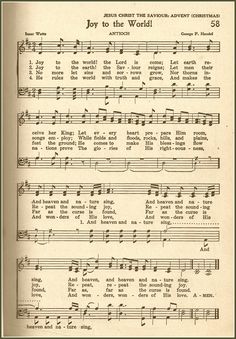 an old sheet music page with the words joy to the world