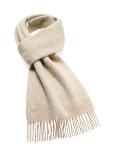 "The ultimate fashion statement, the Plain Luxury Scarf is the perfect accessory to compliment or enhance an Autumn, Winter or Spring outfit. A soft, warm and elegant scarf made from 100% Pure Merino Lambswool. Our Plain Luxury Scarves are available in a wide variety of colors which can either contrast or match your outfits. Seen here in Beige. Approx size incl. fringe 10\" x 75\" (w x l) This product is manufactured by Abraham Moon & Sons Ltd who have been producing quality wool products at the Red Wool Scarf, Scarf Aesthetic, Teal Scarf, Wool Products, Elegant Scarf, Luxury Scarf, Beige Scarf, Beige Hat, Elegant Scarves