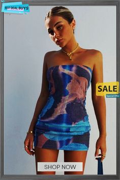 Women's Spring Fashion Print Strapless Slim Fit Jumpsuit Dress Beach Style Mini Length Tube Top, Summer Mini Tube Top For Beach, Beach Mini Tube Top For Summer, Summer Beach Mini Tube Top, Bodycon Sleeveless Tube Top For Summer, Chic Mini Length Tube Top For Beach, Chic Beach Tube Top Mini Length, Strapless Mini Dress For Vacation, Chic Beach Mini Tube Top