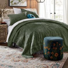 Cottage Core Bed, Wizard House, Mexican House, Oversized Quilt, Bedspreads Comforters, Paisley Quilt, Olive Tone, Whole Cloth Quilts, Country Door