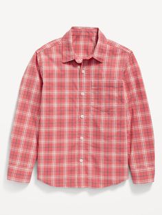 Shirt For Boys, Kpop Fashion Outfits, Kpop Fashion, Button Placket, Cotton Poplin, Women's Plaid Shirt, Patch Pocket, Old Navy, Casual Button Down Shirt