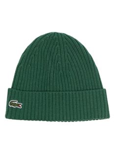 Lacoste logo-patch Wool Beanie - Farfetch Green Beanie, Lacoste Logo, Knit Logo, Wool Beanie, Avocado Green, Green Wool, 4 Life, Beanie Hats, Patch Logo