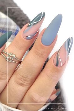 grey winter nails designs Carcase Iphone, Her Nails, Thanksgiving Nails, Blue Nail, Nagel Inspo, Cat Kuku