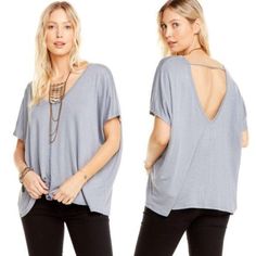 New With Tags: Chaser Linen Jersey Top Oversized V-Neck And Back. Gray Jersey Top, Dolman Sleeves, V-Back. Relaxed V-neck Beach Top, Relaxed V-neck Top For Day Out, Relaxed V-neck Top For Spring, Pink Floyd Graphic, Cutout Shorts, Baseball Tee Shirts, Tie Dye Shorts, Casual Tops For Women, Jersey Top