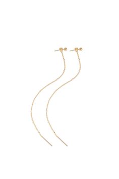 ITEM INFO Crafted with precision and made from high-quality 14K solid gold for a luxurious and timeless appeal. Features a ball stud earring design with a delicate chain that drops down for an elegant and eye-catching look. The long drop dangle design adds movement and sophistication to any outfit. Perfect for special occasions or adding a touch of glamour to your everyday style. The ball stud back closure provides a secure and comfortable fit. Shop online or visit our store in Korea town, CA to Elegant Earrings With Satellite Chain As Gift, Elegant Earrings With Satellite Chain For Gift, Elegant Yellow Gold Threader Earrings With Adjustable Chain, Elegant Dangle Threader Earrings With Cable Chain, Gold Elegant Threader Earrings With Box Chain, Yellow Gold Delicate Chain Threader Drop Earrings, Elegant Gold Threader Earrings With Box Chain, Elegant Box Chain Threader Drop Earrings, Elegant Threader Drop Earrings With Box Chain