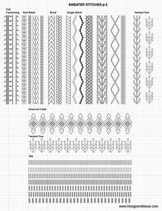 an image of different patterns and designs for embroidery on fabric, including the lines that have been