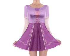 Rapunzel Tangled Inspired Long Sleeve Skater Dress | Etsy Purple Long Sleeve Dress, Rapunzel Tangled, Dresses Printed, Long Sleeve Skater Dress, Dresses Fall, Checkered Dress, Screen Printing Shirts, Stone Mountain, Printed Dresses