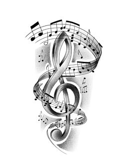 the treble clefs and music notes tattoo design