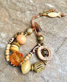 Boho Bracelet Vintage Resin, Batik Bone and African Tribal Beads Bohemian Chic Jewelry, Boho Chic Jewelry, Boho Bracelet, African Beads, Bracelet Vintage, Trade Beads, Chic Jewelry, Perfectly Imperfect, Bohemian Chic