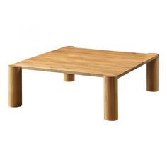 a square wooden table with two legs and a wood top on an isolated white background