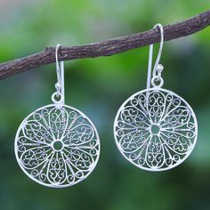 You'll gasp at the incredible detail on these dangle earrings, crafted with care by Thailand's Lalana. The Thai artisan uses sterling silver to hand craft the earrings, creating delicate, openwork designs that shimmer in a gleaming high-polish finish. Artisan Sterling Silver Earrings With Intricate Design, Artisan Round Filigree Earrings, Sterling Silver Filigree Round Earrings, Sterling Silver Round Filigree Earrings, Sterling Silver Filigree Hoop Earrings, Hand Craft, Silver Dangle Earrings, Sterling Silver Dangle Earrings, Women Artisans