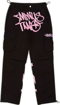 Pink Baggy Pants For Streetwear, Pink Letter Print Bottoms For Streetwear, Pink Graphic Print Pants For Streetwear, Baggy Hip Hop Pants With Graphic Print, Hip Hop Pink Bottoms For Streetwear, Pink Hip Hop Bottoms For Streetwear, Baggy Letter Print Cargo Pants For Streetwear, Baggy Pink Hip Hop Pants, Baggy Cargo Pants With Letter Print For Streetwear