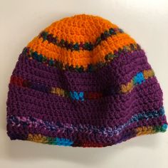 Beanie Hat Hand Crocheted, Orange, Maroon Colors Orange Crochet Hat, Orange And Violet, Free People Hat, Love Your Melon Beanie, Pink Bucket Hat, Tie Dye Hat, Crocheted Hat, Blue Beanie, Beaded Hat