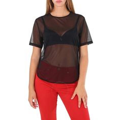 Wolford Ladies Tops. Fashion category: Shirts & Blouses. SKU: 52677-7005. Color: Black. Wolford Ladies Black Loose Fit Tulle Shirt. A Wolford shirt with a lightweight and loose-fitting tulle featuring a longer-cut back, loose fit, short sleeves and decollete and seams trimmed with tulle. Materials: 81% Polyamide, 19% Elastane. Made in Austria. Statement Skirt, Long Cut, Women's Blouses, Ladies Tops, Tops Fashion, Shirts Blouses, Women's Tops, Favorite Jeans, Ladies Tops Fashion