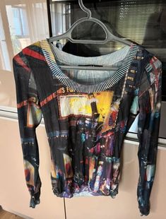 Vintage mesh tshirt abstract prints  Etoile Du Monde French top  size 2, fits S/M Very good Condition Mesh Top Y2k, French Top, Mesh Long Sleeve Top, Mesh Long Sleeve, Abstract Prints, Womens Clothing Tops, Long Sleeve Top, Mesh Top, Long Sleeve Tops