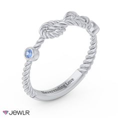 A symbol of everlasting love, this infinity ring features a romantic braided rope design. Create a special gift by personalizing each sparkling birthstone to represent loved ones. Customize in your choice of sterling silver or white, yellow, and rose gold. White Gold Infinity Jewelry For Anniversary, Modern Twist White Gold Jewelry For Anniversary, Infinity Stackable Jewelry For Anniversary, Personalized Adjustable Infinity Rings, Infinity Gemstone Jewelry For Anniversary, White Jewelry With A Modern Twist For Anniversary, Modern Twist Infinity Stackable Rings For Anniversary, Stackable Infinity Promise Jewelry, Anniversary Infinity Stackable Rings