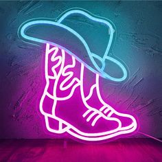 Cowboy Boot and Hat Neon Sign, LED Pink Cowgirl Boots Neon Sign Wall Decor, Pink | Monogram Markets Pink Aesthetic Western, Bilik Permainan, Game Room Bedroom, Stylish Room Decor, Pink Cowgirl Boots, Neon Sign Wall, Cowboy Shoes, Western Wall Art, Pink Cowgirl