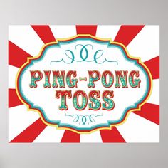 a sign that says ping - pong toss on the side of a white wall