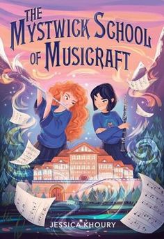 the mystic school of musicraft book cover with two girls in front of an old building