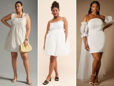 three different types of women in white dresses