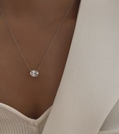 Sirius Oval Necklace White Gold Multiple Sizes Certified - Etsy Israel Simple Diamond Jewelry, Diamond Necklace Simple, Floating Diamond Necklace, Reflecting Pool, Diamond Necklace Designs, Oval Necklace, Simple Diamonds, Diamond Necklace Set, Diamond Solitaire Necklace