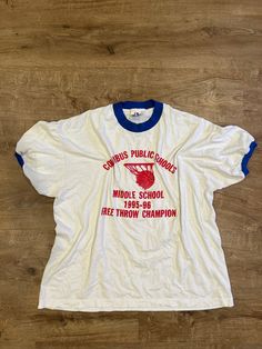 Mid nineties vintage ringer tee. Mens L/XL Cropped Vintage Tee, Ringer Shirt Outfit, Ringer Tee Design, Ringer Tee Men, Retro Ringer Tee, Vintage Baseball Tshirts, Vintage Sports Tshirt, Vintage Sports Shirts, Vintage Baseball Tee